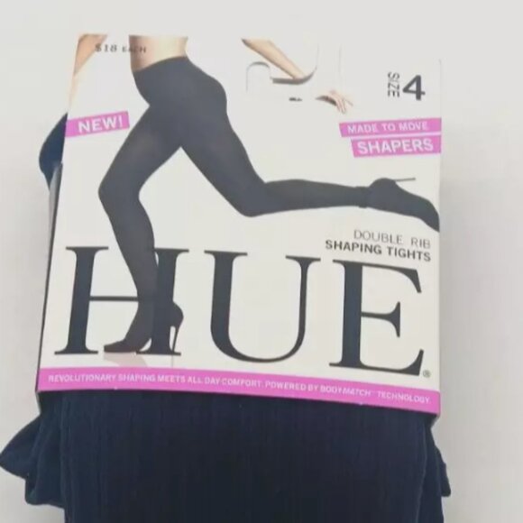 Hue Navy Double Rib Shaping Tights Size 4 L/XL Made to Move Shapers U17262 - Picture 1 of 6
